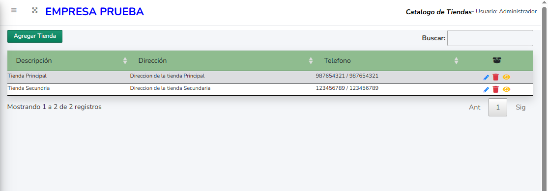Gestión de múltiples almacenes o tiendas