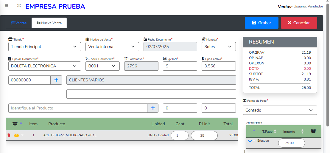 Emisión de boletas electrónicas